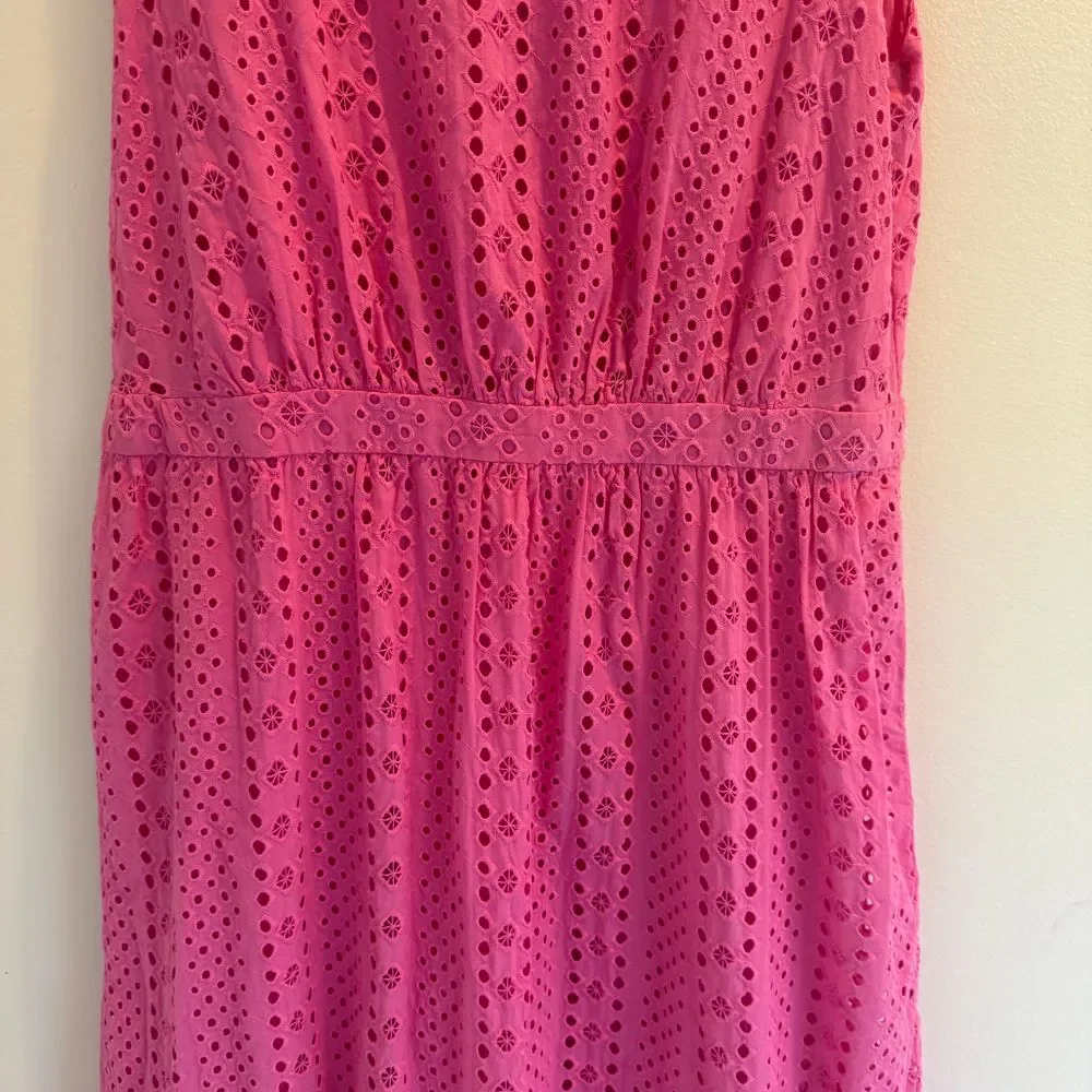 J.‎ Crew Pink Eyelet Lace Lined Midi Dress Size 6 Classic Ruffled Preppy - Picture 6 of 11